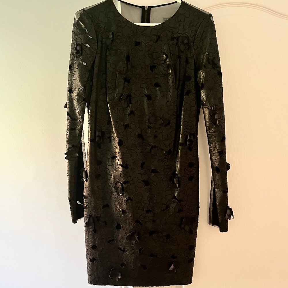 BGBG black long sleeve  leather and mesh dress